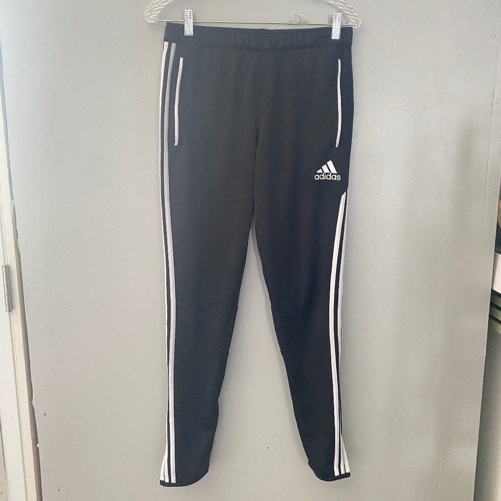 Adidas Climacool Training Black Track Pants White Stripe Mens S Zipper Ankle